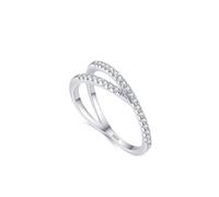Aotiwe Bague Phalange Femme, Alliance Mariage Femme Argent Semi-Éternité Lignes Irrégulières avec Rond Blanc Oxyde de Zirconium Argent 925 Taille 51.5