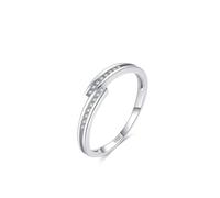 Aotiwe Bague Simple Argent, Bague Argent 925 Lignes Simples avec Rond Blanc Oxyde de Zirconium Taille 51.5