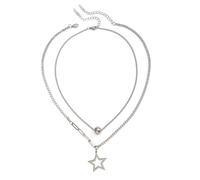 Aotiwe Chaine Homme, Collier Argent Bohème Double Layer Bead And Hollow Star Necklace Wedding Titane 47cm