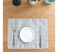 Aotiwe Lot de 10 Dessous de Table Vintage, Gris Clair sous Assiette de Table 30x40cm Rectangle à Motif en Treillis Coton Lin