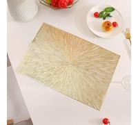 Aotiwe Lot de 4 sous Assiette de Table Doré, Desk Mat XXL 30x45cm Rectangle à Motif de Feux d'artifice PVC