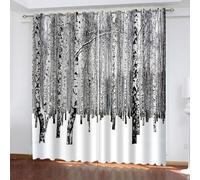 Aotiwe Rideau Fenetre, Rideaux Chambre Occultant Gris Blanc Paysage Enneigé d'une forêt de Bouleaux Polyester 2 Panneaux 428x244cm