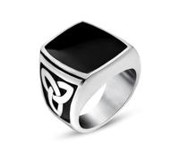 Aotiwe Une Alliance pour Homme, Bague Homme I Love You Noeud Celtique Carré Vintage 15mm Argent Noir Bague Large Homme Acier Inoxydable Taille 59