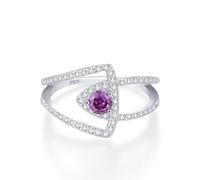 Aotiwe Une Bague de Fiançailles, Bague 925 Argent Femme Argent Lignes et Yeux Entrelacés avec Rond Violet Oxyde de Zirconium Taille 51.5