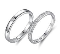 Aotiwe Une Bague pour Homme, Bague de Promesse Argent Simple avec Rond Oxyde de Zirconium Argent 925 Ajustable