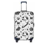 Aotmany Housse de bagage de voyage avec fermeture éclair dissimulée pour valise à roulettes de 45,7 à 750 cm, peinture à l'huile abstraite, Chat étoilé., M (22-24 inch suitcase)