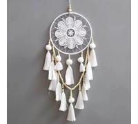 Aotoer Attrape-rêves bohème en macramé tissé avec long pompon pour décoration de mariage vintage