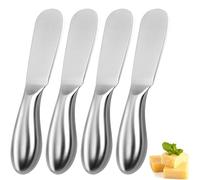 AOTOPYU 4 pcs Couteaux à Beurre Épandeur de Fromage en Acier Inoxydable avec Poignée Ergonomique 14 x 2 cm couteaux à beurre à tête ronde