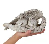 AOTOPYU Statue Pierre Commémorative pour Animaux De Compagnie, Tombe en Forme d'ange, Pierre De Dévotion pour Chien, Chat, Resin Statue Décoration De Jardin pour Honorer Un Animal Chéri (Gros Chat)