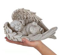 AOTOPYU Statue Pierre Commémorative pour Animaux De Compagnie, Tombe en Forme d'ange, Pierre De Dévotion pour Chien, Chat, Resin Statue Décoration De Jardin pour Honorer Un Animal Chéri (Gros Chien)