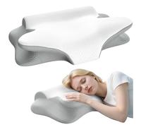AOTOZE Oreiller Ergonomique Cervical, 2 en 1 Oreiller Papillon à Mémoire de Forme, Coussin pour Les Dormeurs sur Le Côté, Le Dos et Le Ventre pour, 60x38x10/12cm