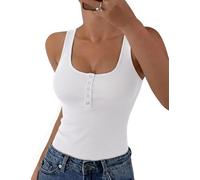 Aottori Débardeur Femme Col U Côtelé Coupe Ajustée Couleur Unie Décontracté | Texture côtelée visible; col U clairement structuré; coupe ajustée et longueur standard; se porte seul ou sous une veste