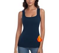 Aottori Débardeur Thermique Femme sous Vetement Thermiques Maillot de Corps Polaire sans Manches Camisole Chaude Couche de Base Hauts Tank Top Marine M