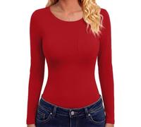 Aottori Tee Shirt Femme Col Rond Poche Haut Manches Longues Extensible Uni | Sensation souple extensible; Manches longues; Col rond avec poche poitrine; Avec jean legging ou pantalon; Bureau