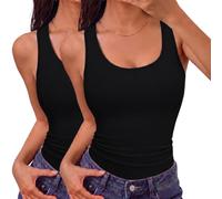 Aottori Top sans Manches Femme Coton Côtelé Col Rond Coupe Ajustée Été | col rond sans manches, finition unie, à porter seul ou sous une veste légère, pour le printemps et l’été, selon la saison