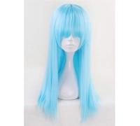 Aotu monde bleu ciel longue perruque de Cosplay avec frange.Anlijie/citron cheveux synthétiques droits Halloween Costume perruques de fête pour les femmes KUMZ3713 B