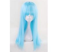 Aotu monde bleu ciel longue perruque de Cosplay avec frange.Anlijie/citron cheveux synthétiques droits Halloween Costume perruques de fête pour les femmes KUMZ3713 B