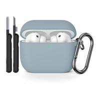 AOTUAO Coque Compatible avec AirPods Pro 3ᵉ Génération avec Kit de Nettoyage, Housse Étui Protection Complète en Silicone Case Cover pour Airpods Pro 3 avec Mousqueton, Denim Blue