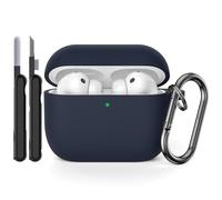 AOTUAO Coque Compatible avec AirPods Pro 3ᵉ Génération avec Kit de Nettoyage, Housse Étui Protection Complète en Silicone Case Cover pour Airpods Pro 3 avec Mousqueton, Midnight Blue