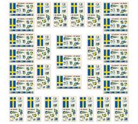 Aotusoa 30x Tatouages Temporaires du Drapeau de la Suède pour Compétitions Internationales 2024 Euro Football Coupe du Monde Autocollant Facial Imperméables Tatouage (Suède)