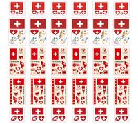 Aotusoa 30x Tatouages Temporaires du Drapeau de l'Australie pour Compétitions Internationales 2024 Euro Football Coupe du Monde Autocollant Facial Imperméables Tatouage (Suisse)