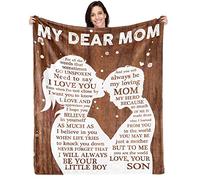 Aotximlat Cadeau de fête des mères pour maman de la part de son fils, cadeau pour maman « I Love You Best Mom Ever », idée cadeau pour ma maman, Noël, Saint-Valentin, Thanksgiving, couverture de lit