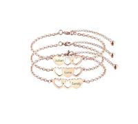 AOTXOXTOA 2 Ou 3 Bracelets en Forme De Coeur Personnalisé Gravure Bracelet D'Amitié en Acier Inoxydable Noms pour Soeurs Meilleures Amies Femmes