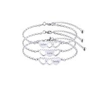AOTXOXTOA 2 Ou 3 Bracelets en Forme De Coeur Personnalisé Gravure Bracelet D'Amitié en Acier Inoxydable Noms pour Soeurs Meilleures Amies Femmes