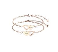 AOTXOXTOA 2 Ou 3 Bracelets en Forme De Coeur Personnalisé Gravure Bracelet D'Amitié en Acier Inoxydable Noms pour Soeurs Meilleures Amies Femmes