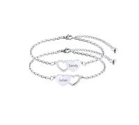 AOTXOXTOA 2 Ou 3 Bracelets en Forme De Coeur Personnalisé Gravure Bracelet D'Amitié en Acier Inoxydable Noms pour Soeurs Meilleures Amies Femmes