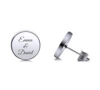 AOTXOXTOA Boucles d'oreilles rondes en acier inoxydable Monogramme Floral Initial Personnalisé Gravé Lettre Majuscule pour Homme Femme Garçon Fille Amoureux Personnalisé Set de Bijoux pour Nom