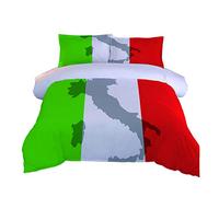 AOUAURO Housse de Couette 140x200 Carte de l'Italie 3D Parure de Lit en Polyester avec Fermeture à Glissière et 2 Taies d'oreiller pour Chambre d'enfants Adultes Simple