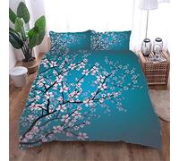 AOUAURO Housse de Couette 200x200 Fleurs de Cerisier Parures de Lit 3D Imprimé en Polyester avec Fermeture Éclair Cachée et 2 Taies d'oreiller Double