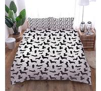 AOUAURO Housse de Couette 200x200 Teckel Parures de Lit 3D Imprimé en Polyester avec Fermeture Éclair Cachée et 2 Taies d'oreiller Double
