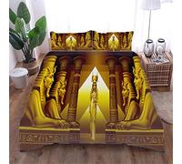 AOUAURO Housse de Couette 220x240 Reine d'Egypte 3D Parure de lit avec Fermeture à Glissière et 2 Taies d'oreiller pour Chambre d'enfants Adultes Grande Taille