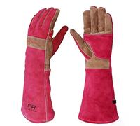 AOUCHI Gants de barbecue et de soudure en cuir de vachette - Manches longues - Résistants au feu et à la chaleur - Pour barbecue, soudage, cheminée, four, cuisinière - Rose - Taille XS