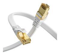 Aouensly Câble Ethernet Cat7 20M, Câble Réseau LAN Gigabit RJ45 Plat Haute Vitesse, Câble Réseau Internet à Haut Débit 10Gbps 600Mhz Compatible pour Switch Router Modem Smart TV PC Laptop（Blanc）