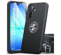 AOUIA Coque de protection pour Samsung Galaxy A17 5G avec 2 pièces en verre blindé, protection militaire contre les chocs, anneau de support rotatif à 360°, pour Samsung A17, noir