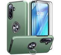 AOUIA Coque de protection pour Samsung Galaxy A56 5G avec 2 pièces en verre blindé - Protection militaire contre les chocs - Avec anneau rotatif à 360° - Support pour téléphone portable Samsung A56 5G