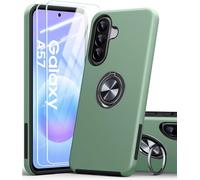 AOUIA Coque de protection pour Samsung Galaxy A57 5G avec 2 pièces en verre blindé - Protection militaire contre les chocs - Avec anneau rotatif à 360° - Support pour téléphone portable Samsung A57 5G