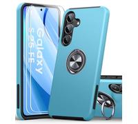 AOUIA Coque de protection pour Samsung Galaxy S25 FE avec 2 pièces en verre blindé - Protection militaire contre les chocs S25 FE - Avec anneau rotatif à 360° - Support pour téléphone portable Samsung