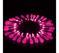 AOUJIAHUIA Waterdrop Solar Light Outdoor Yard Light, 12M 100LEDwaterdrop Fairy string Light, décoration d'arbre de Noël de la Cour de tente imperméable à l'eau rain shower (rose, 7,5 cm)