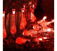 AOUJIAHUIA Waterdrop Solar Light Outdoor Yard Light, 22M 200LEDwaterdrop Fairy string Light, décoration d'arbre de Noël de la Cour de tente imperméable à l'eau rain shower (Rouge, 7,5 cm)