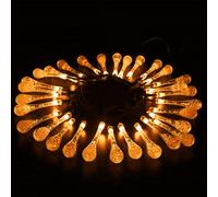 AOUJIAHUIA Waterdrop Solar Light Outdoor Yard Light, 7M 50LED waterdrop Fairy string Light, décoration d'arbre de Noël de la Cour de tente imperméable à l'eau rain shower (Couleur orange, 7,5 cm)