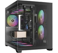 AOUL-Aura Gc10M Boîtier Pc Micro Tour M-Atx, Panneau En Verre Trempé Sans Joint, 3 Ventilateurs Argb 120 Mm Intégrés, Installation Sans Outils, Filtre À Poussière Magnétique, Noir