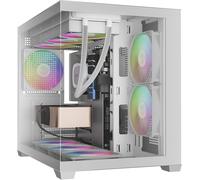 AOUL-Aura Gc10M Wh Boîtier Pc Micro Tour M-Atx, Panneau En Verre Trempé Sans Joint, 3 Ventilateurs Argb 120 Mm Intégrés, Installation Sans Outils, Filtre À Poussière Magnétique, Blanc
