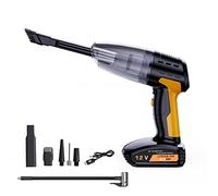 Aspirateur De Voiture Portable sans Fil Et Gonfleur De Pneus avec Manomètre, Écran LCD Et Lumière LED, Aspirateur à Main à Forte Aspiration 9000pa, Rechargeable électrique Pompe à Air sans Fil