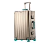 Aoun Chariot à bagages rigide en alliage d'aluminium et de magnésium avec roues, valise rigide entièrement en métal, valise rigide à roulettes pour voyage d'affaires, doré, 26 inch, Moderne