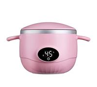 Aoun Bol Bébé isotherme Moderne avec Couvercle, Bol D'alimentation En Acier Inoxydable à Température Constante, Chauffe Aliments Rechargeable USB, Idéal Pour Repas À Emporter (Rose)