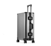 Aoun Valise Cabine Rigide Bagage À Main Tout Métal avec roulettes, Valise Soute Rigide Tout Aluminium avec Serrure, Bagage Cabine Valise À roulettes Tout Métal pour Voyages Affaires (Gris, 66CM-86L)
